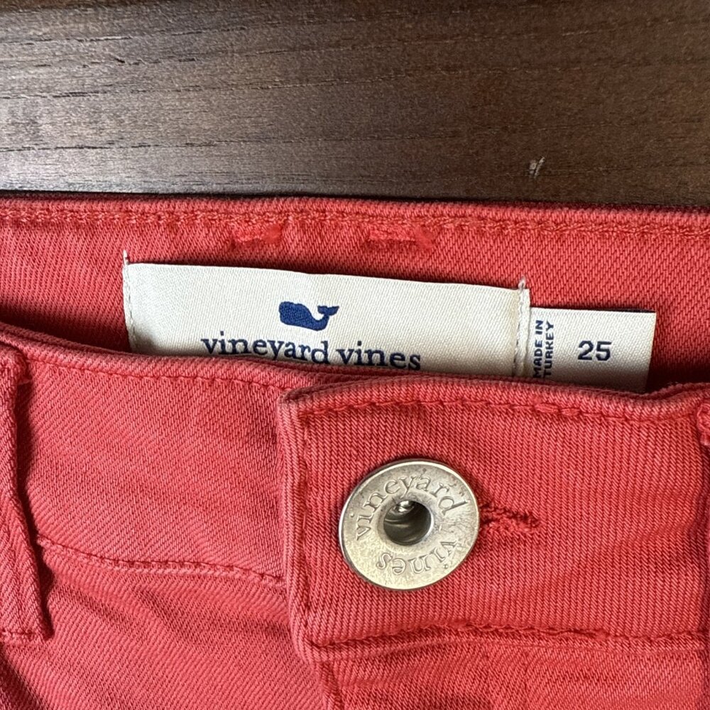 Vineyard Vines High Rise Skinny Jeans Women Size 25 Pants Cuckoo Red Hot Barbie - Picture 3 of 15